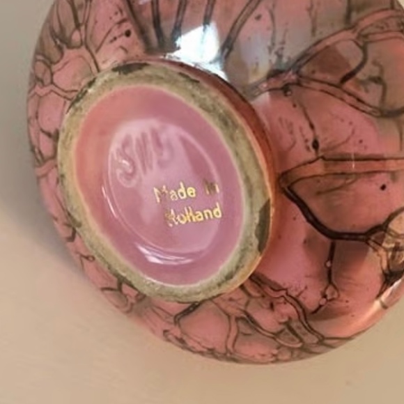 Pink and Gold Marbled Ceramic Pitcher/Vase - Picture 3 of 3